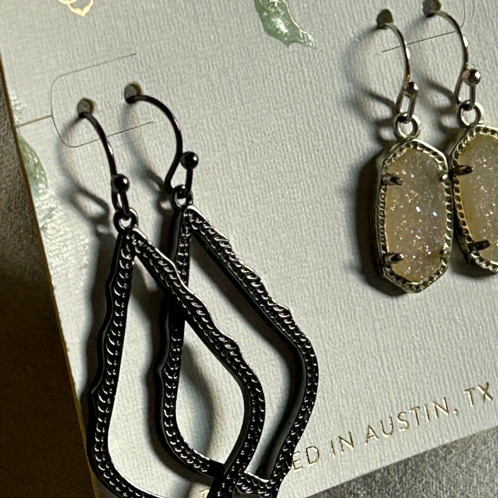 Kendra Scott Black and Silver Teardrop Earrings